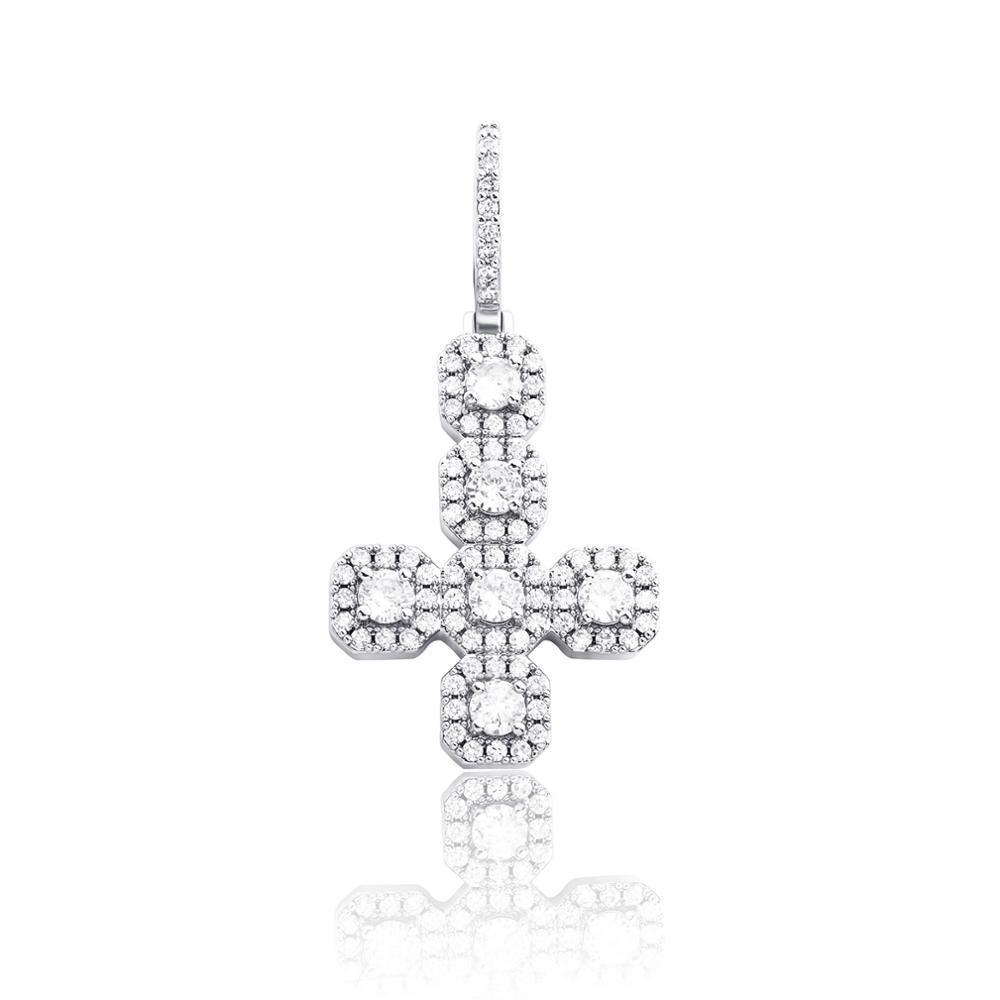Inverted Gemstone Cross Pendant 14K - ICECI