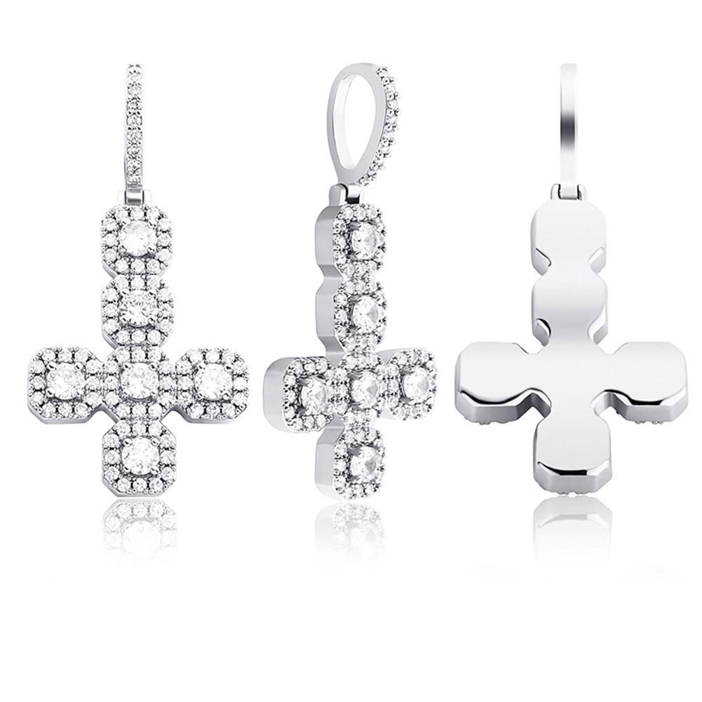 Inverted Gemstone Cross Pendant 14K - ICECI