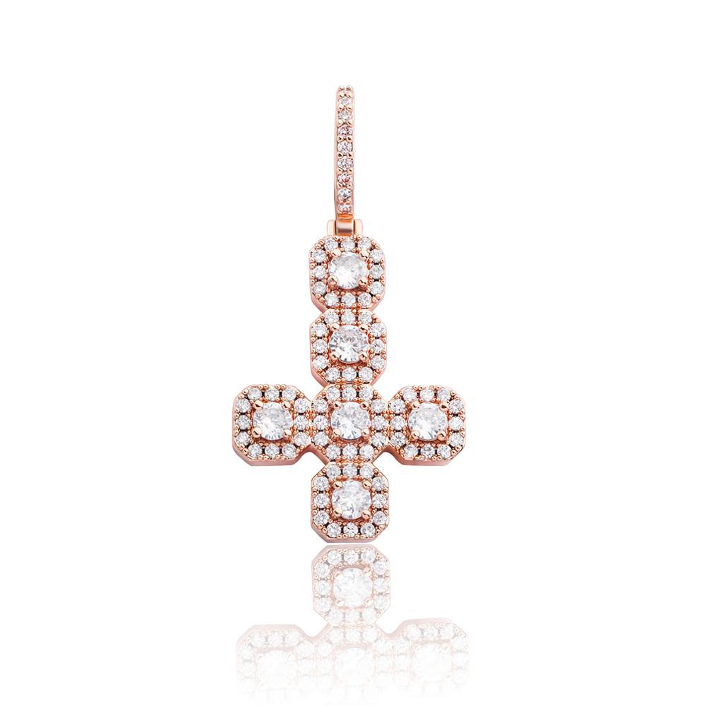 Inverted Gemstone Cross Pendant 14K - ICECI