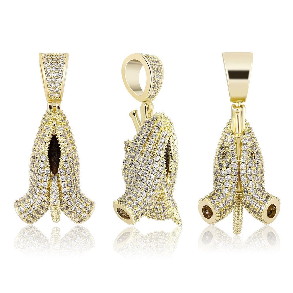 Knife Praying Hands Pendant 14K - ICECI