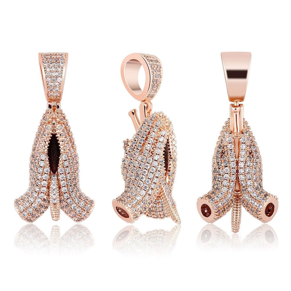 Knife Praying Hands Pendant 14K - ICECI