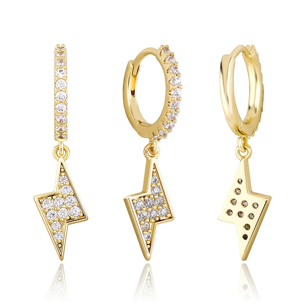 Lightning Bolt Drop Earrings 14K - ICECI
