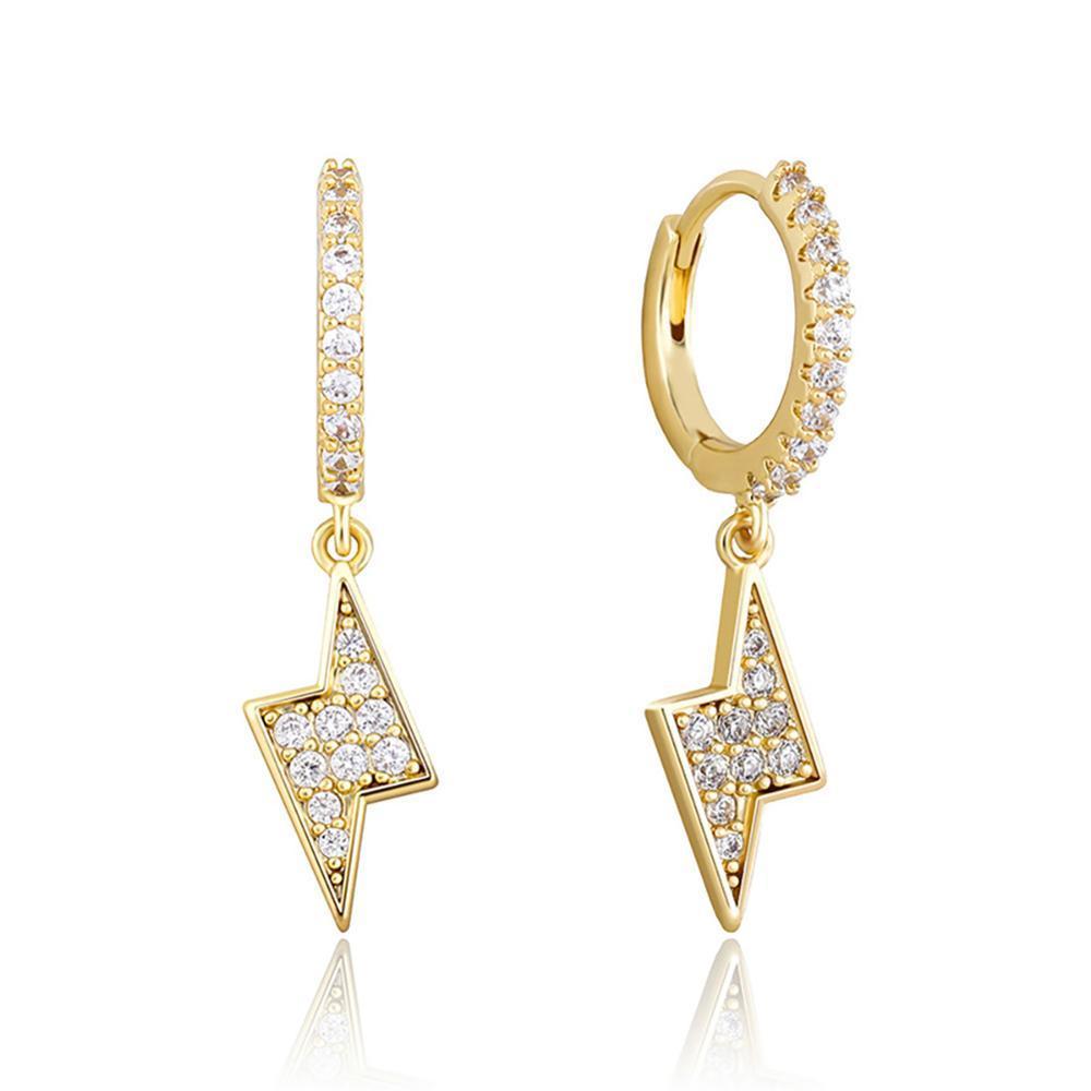 Lightning Bolt Drop Earrings 14K - ICECI
