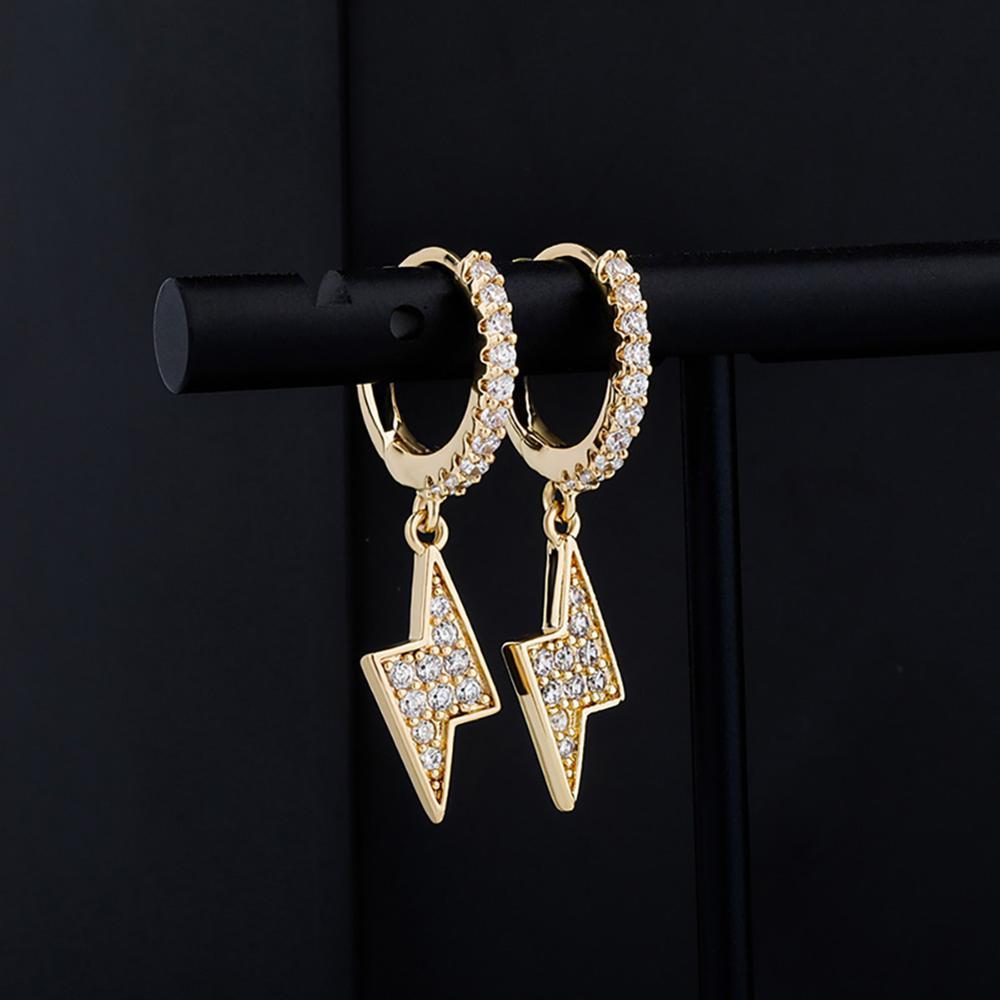 Lightning Bolt Drop Earrings 14K - ICECI