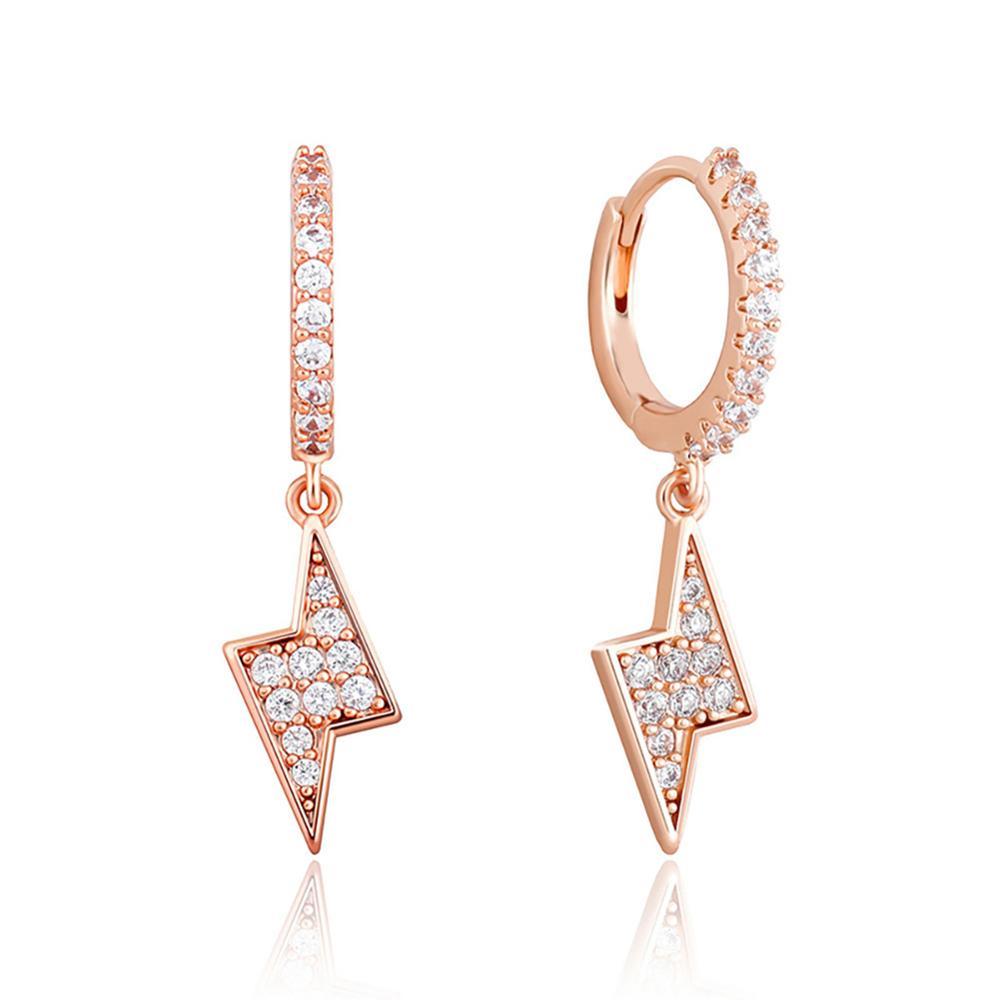 Lightning Bolt Drop Earrings 14K - ICECI