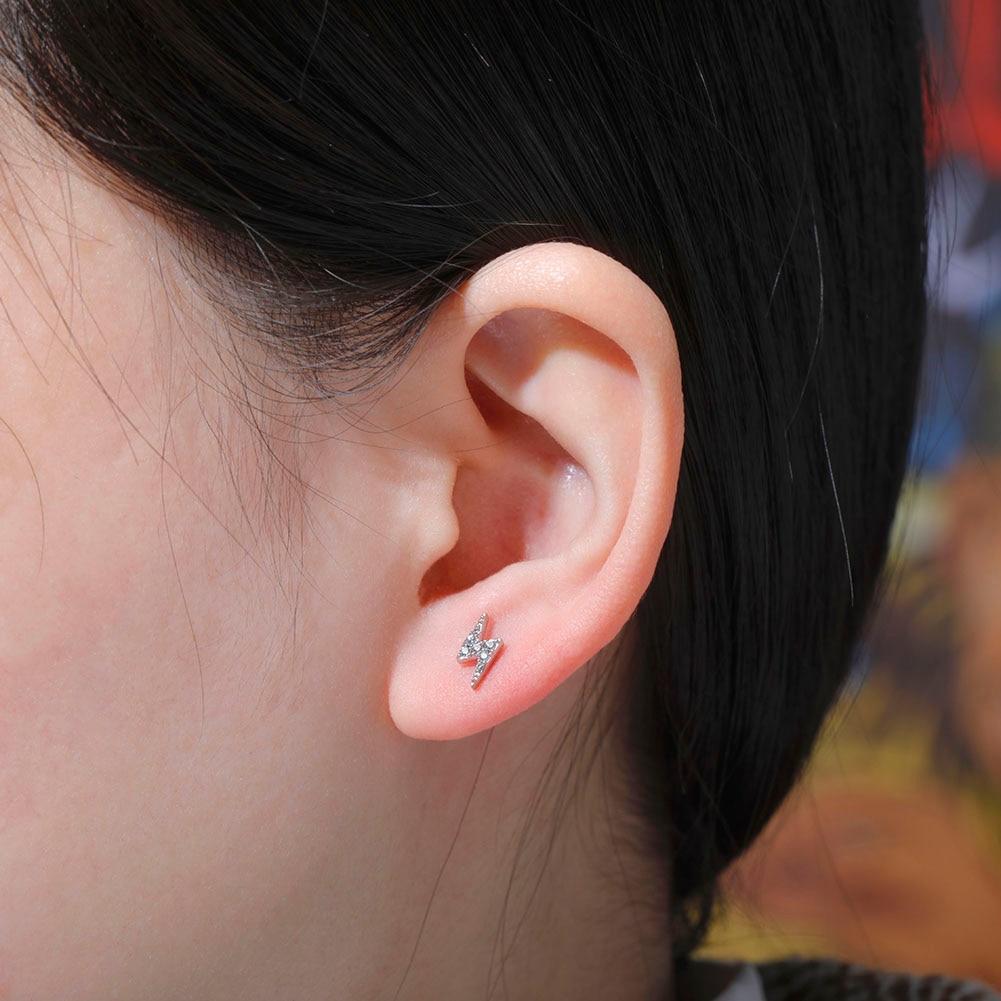 Lightning Bolt Stud Earrings 14K x Sterling Silver - ICECI