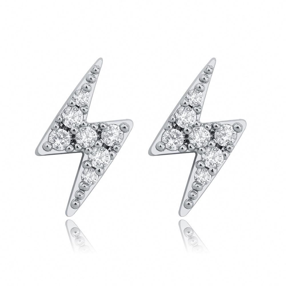 Lightning Bolt Stud Earrings 14K x Sterling Silver - ICECI
