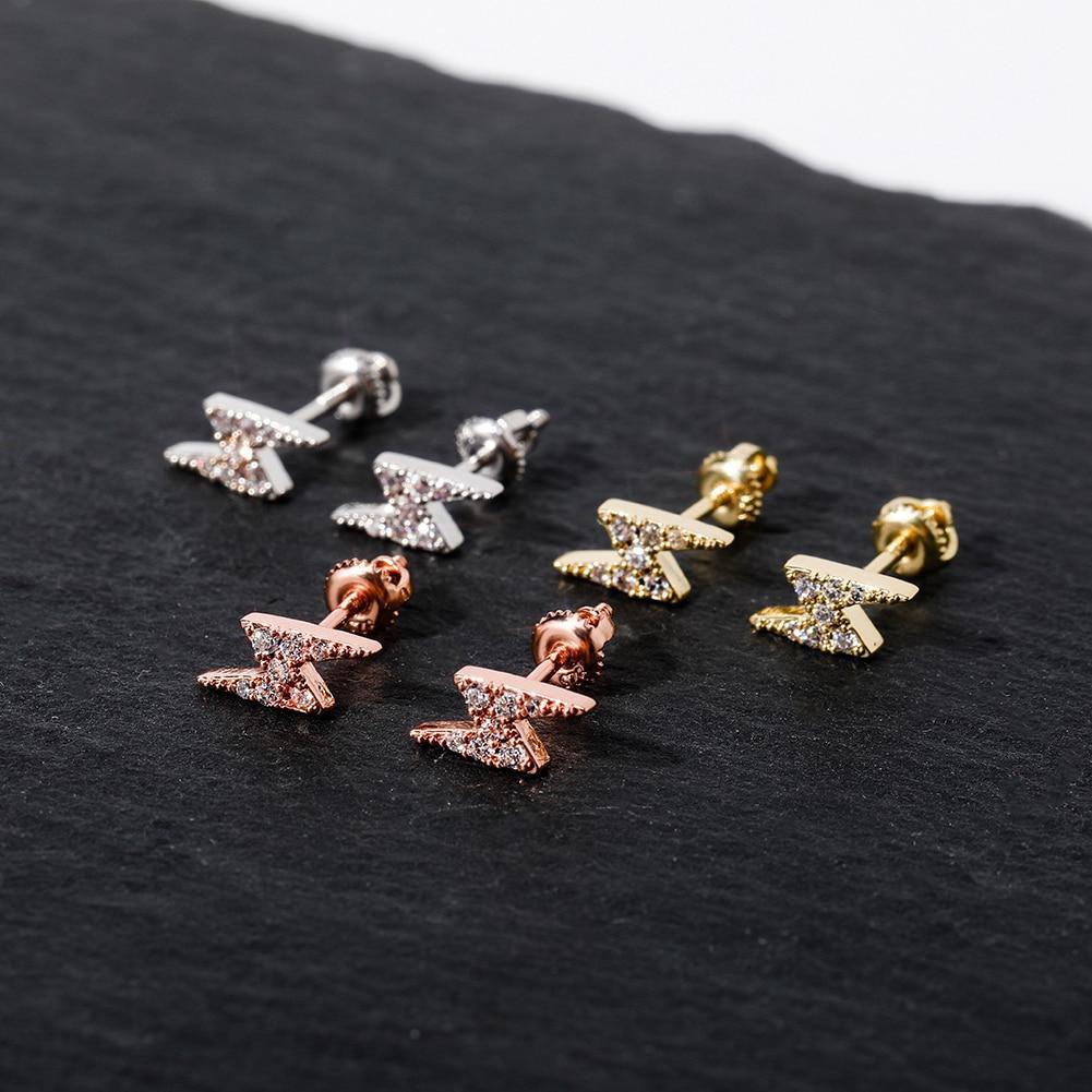 Lightning Bolt Stud Earrings 14K x Sterling Silver - ICECI