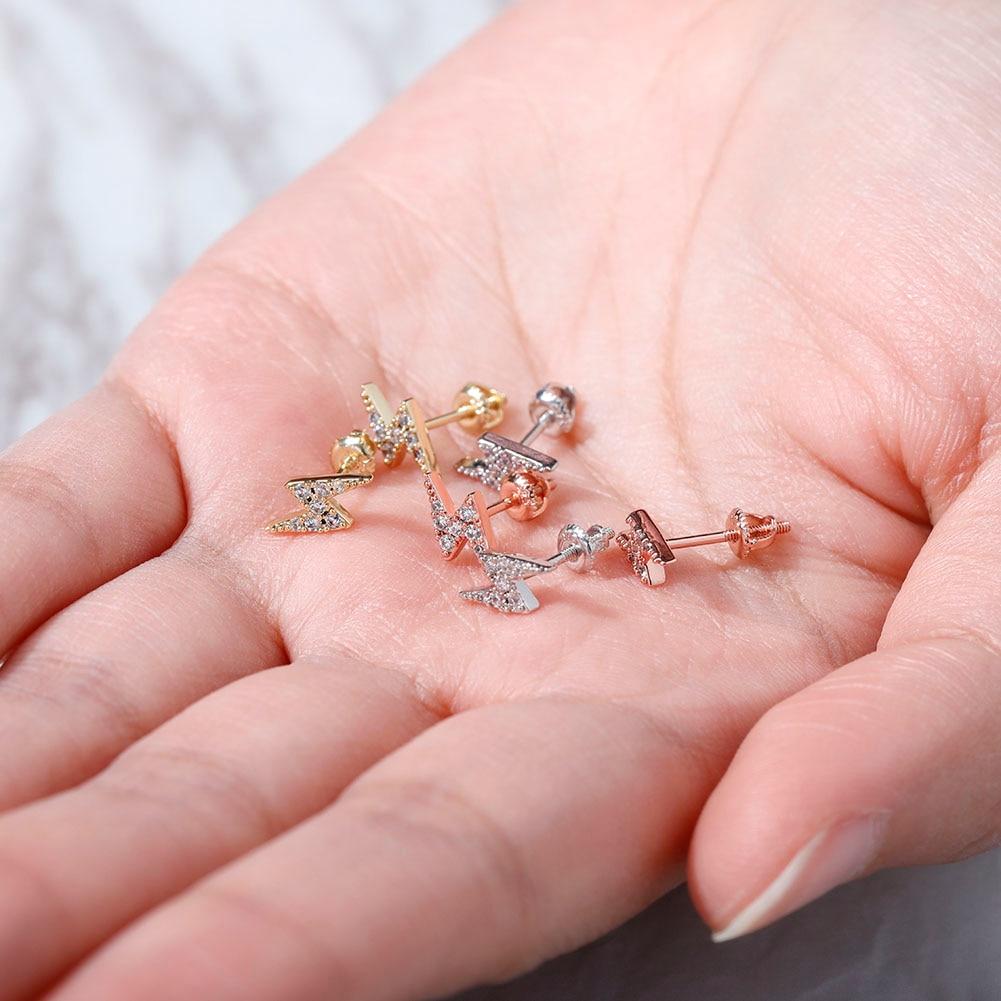 Lightning Bolt Stud Earrings 14K x Sterling Silver - ICECI