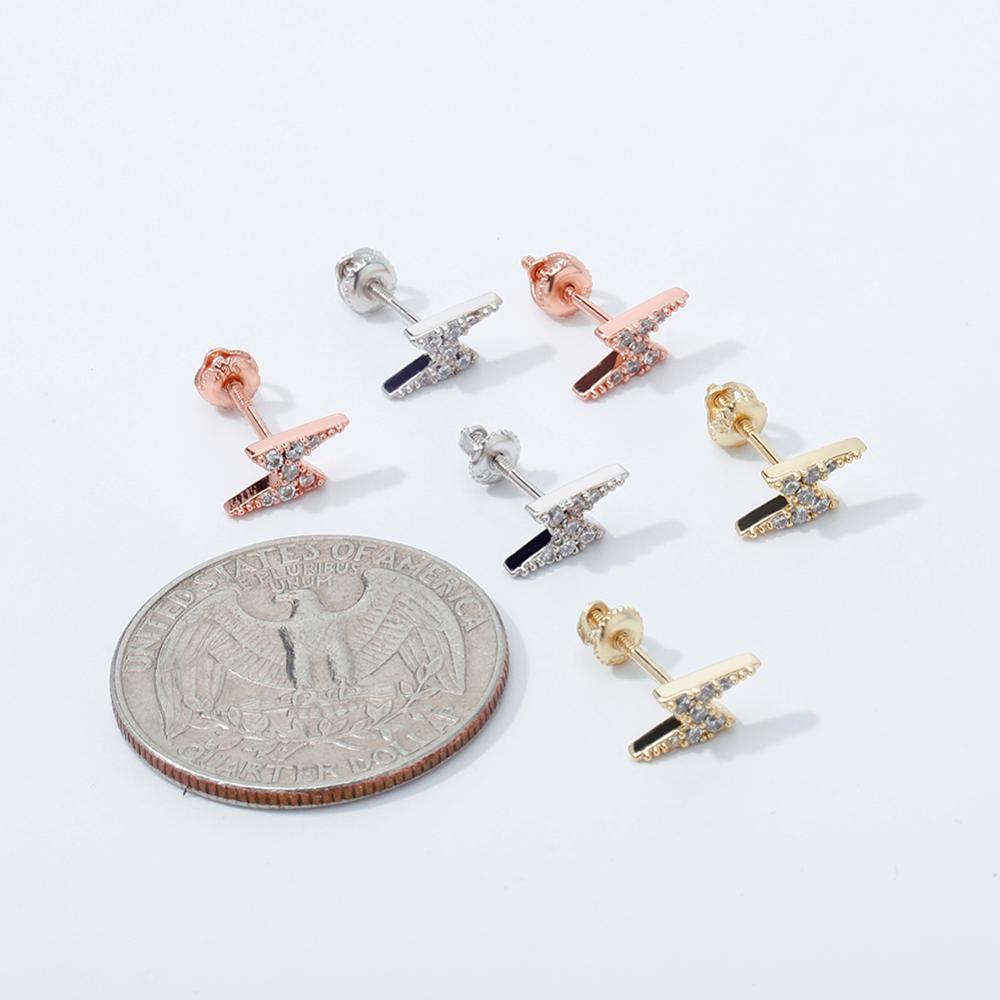 Lightning Bolt Stud Earrings 14K x Sterling Silver - ICECI