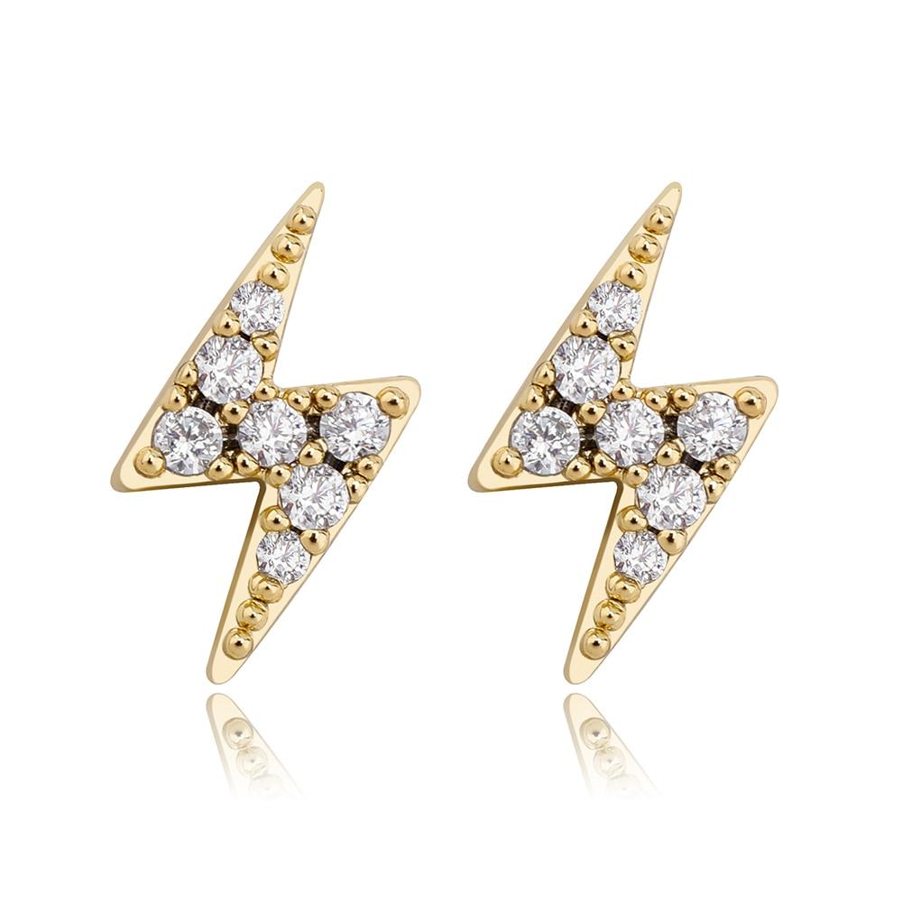 Lightning Bolt Stud Earrings 14K x Sterling Silver - ICECI