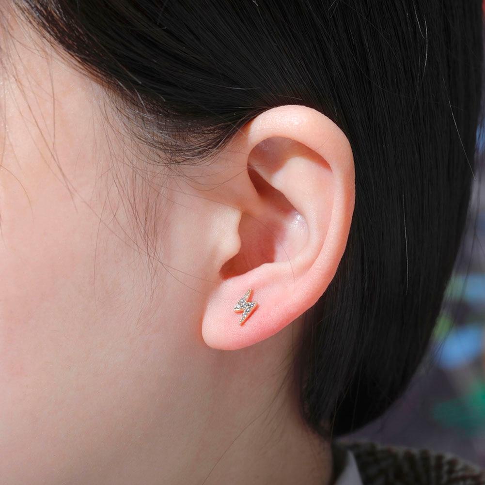 Lightning Bolt Stud Earrings 14K x Sterling Silver - ICECI