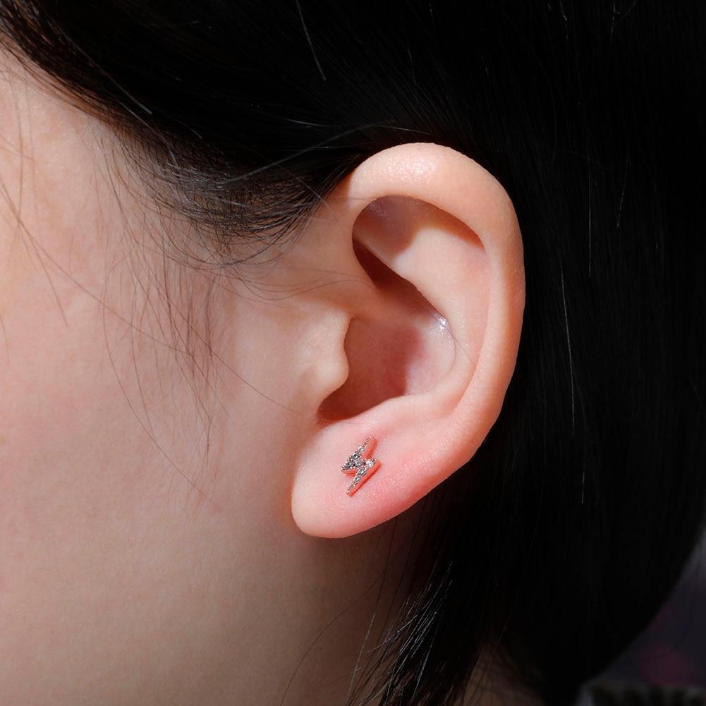 Lightning Bolt Stud Earrings 14K x Sterling Silver - ICECI