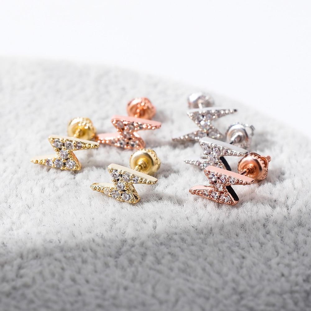 Lightning Bolt Stud Earrings 14K x Sterling Silver - ICECI