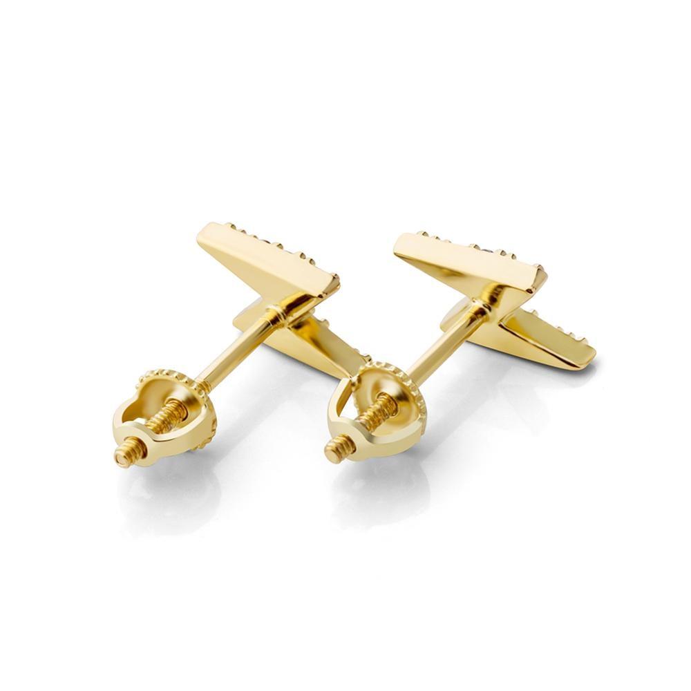 Lightning Bolt Stud Earrings 14K x Sterling Silver - ICECI
