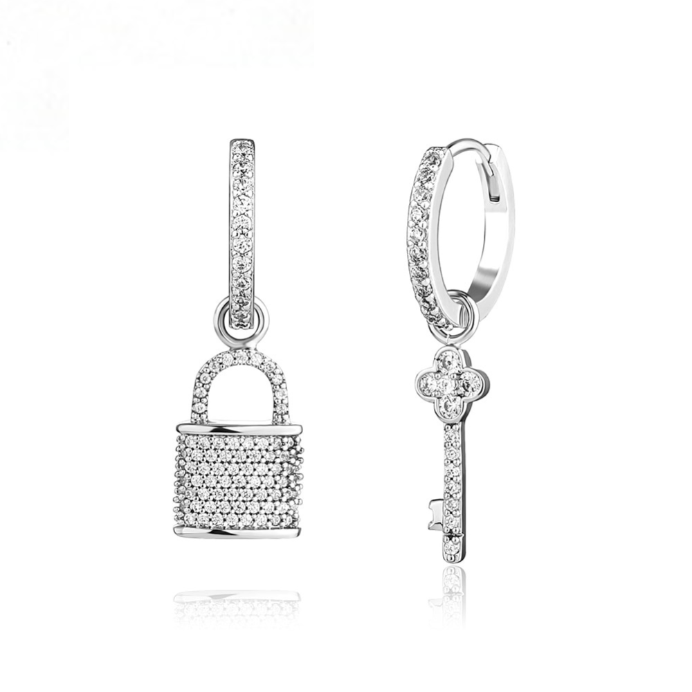 Lock & Key Drop Earrings 14K - ICECI