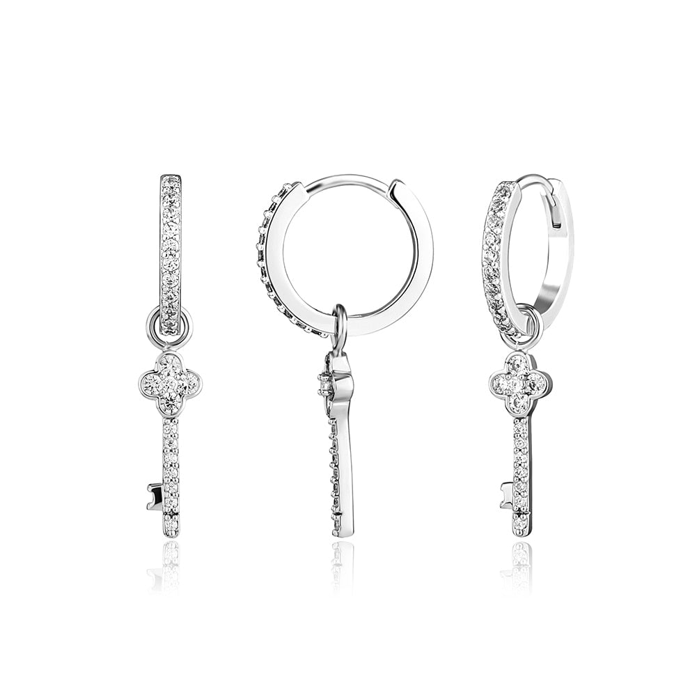 Lock & Key Drop Earrings 14K - ICECI
