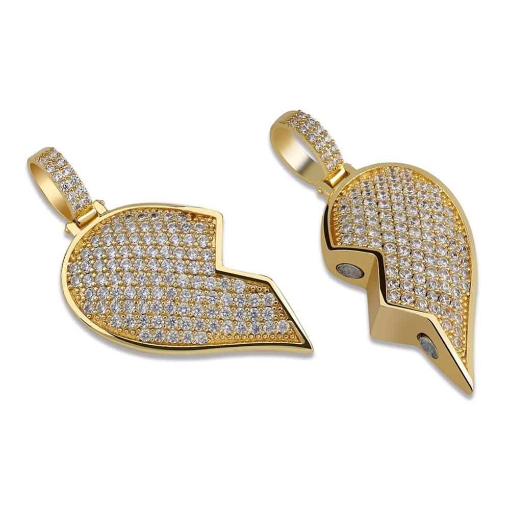 Magnetic Broken Heart Pendant 14K - ICECI