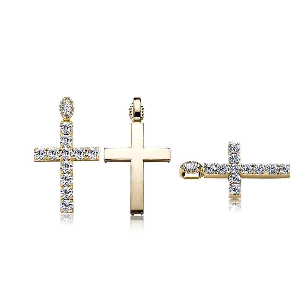 Marquise Bail Cross Pendant 14K - ICECI