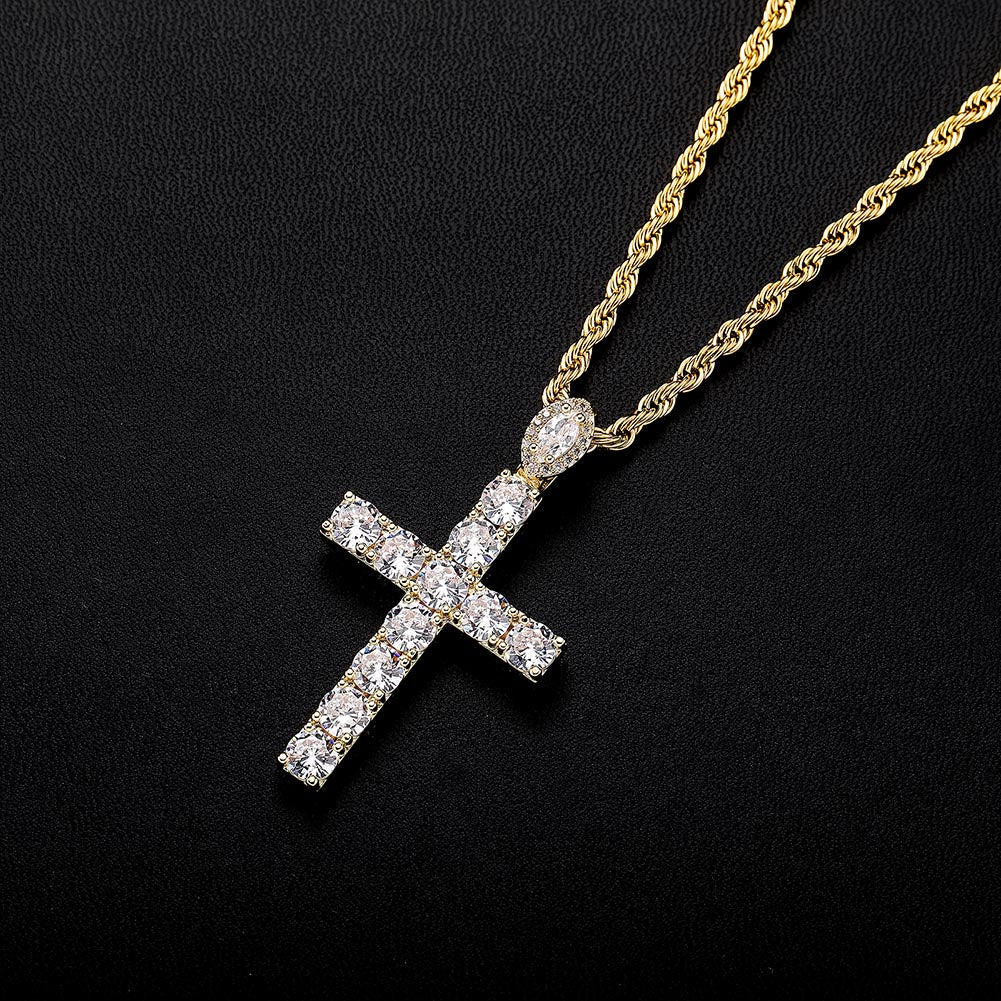 Marquise Bail Cross Pendant 14K - ICECI