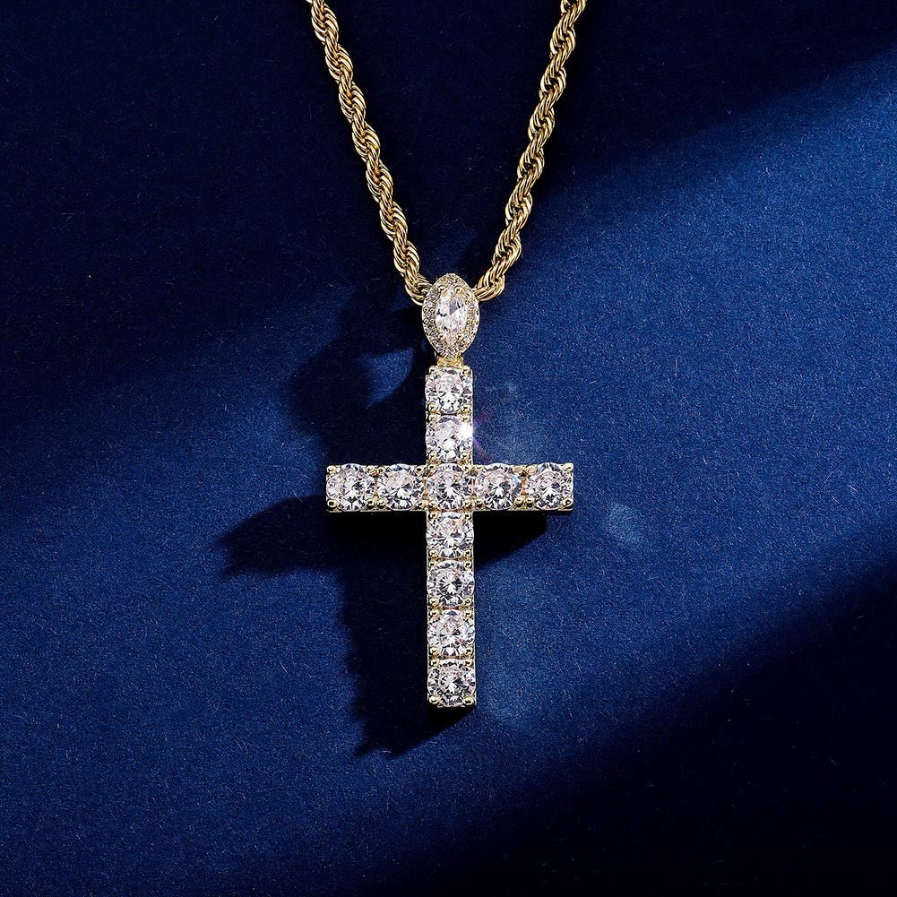 Marquise Bail Cross Pendant 14K - ICECI