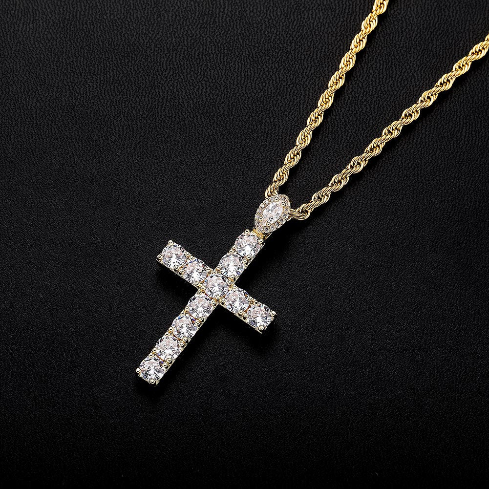 Marquise Bail Cross Pendant 14K - ICECI