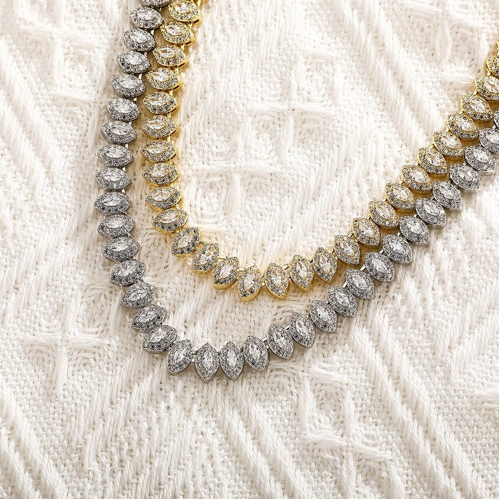 Marquise Cut Cluster Tennis Chain 14K - ICECI