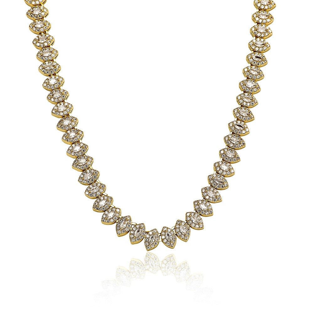 Marquise Cut Cluster Tennis Chain 14K - ICECI