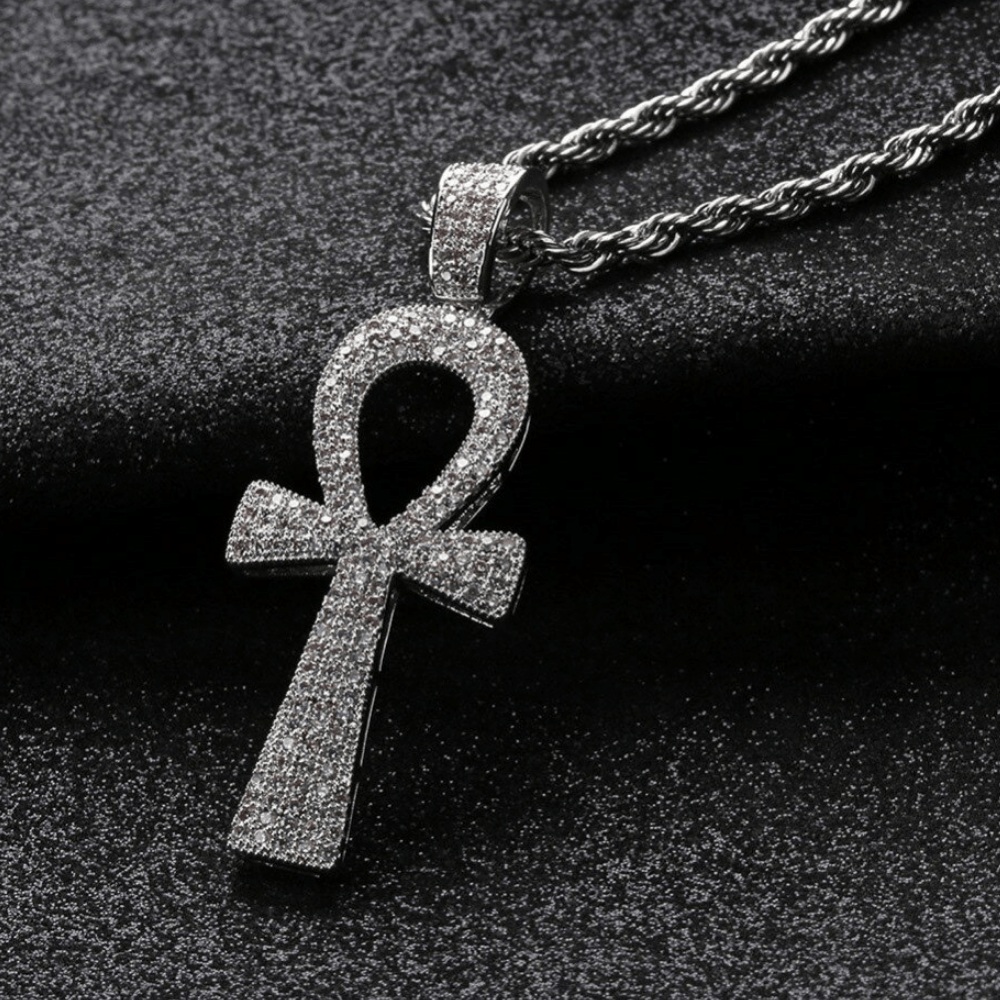 Micro Pave Ankh Cross Pendant 18K - ICECI