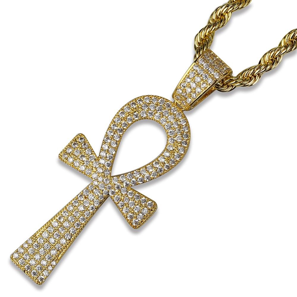 Micro Pave Ankh Cross Pendant 18K - ICECI