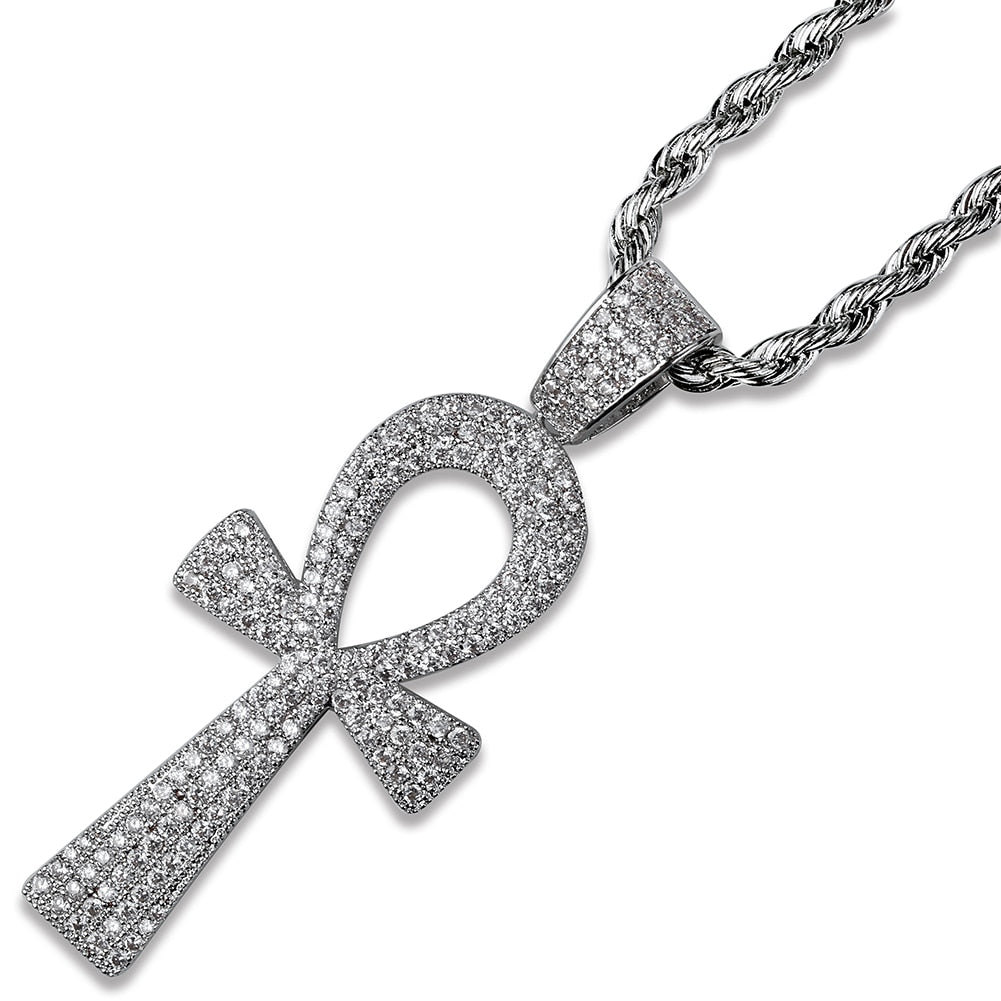 Micro Pave Ankh Cross Pendant 18K - ICECI