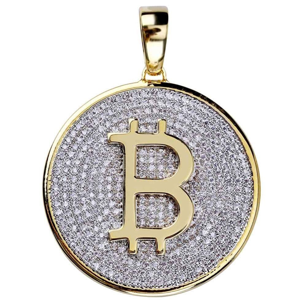 Micro Pave Bitcoin Pendant 18K - ICECI