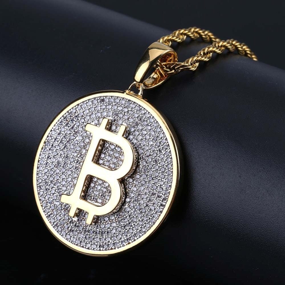Micro Pave Bitcoin Pendant 18K - ICECI