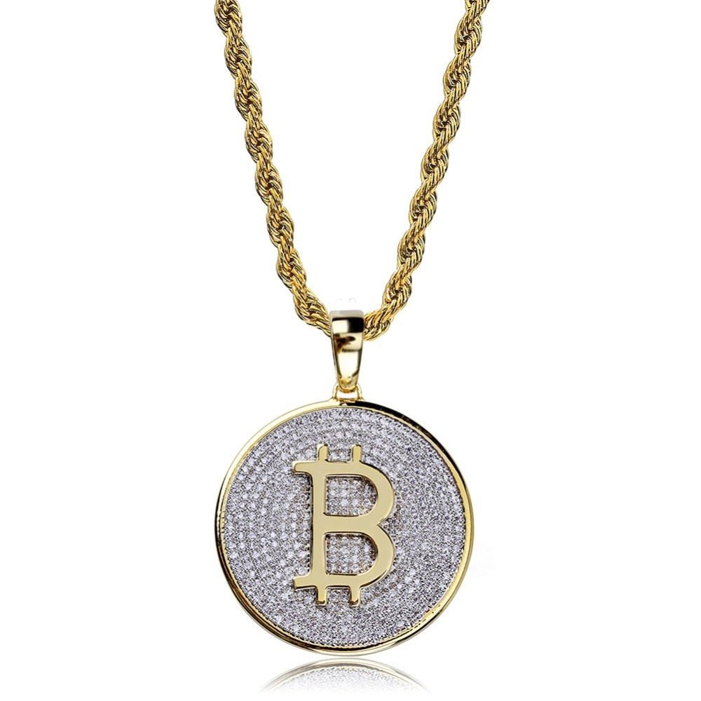 Micro Pave Bitcoin Pendant 18K - ICECI