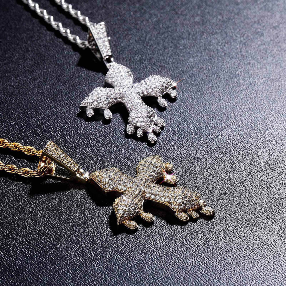 Micro Pave Drip Patonce Cross Pendant 14K - ICECI