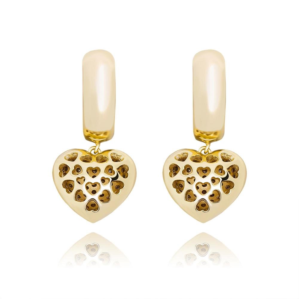 Micro Pave Heart Drop Earrings 14K - ICECI