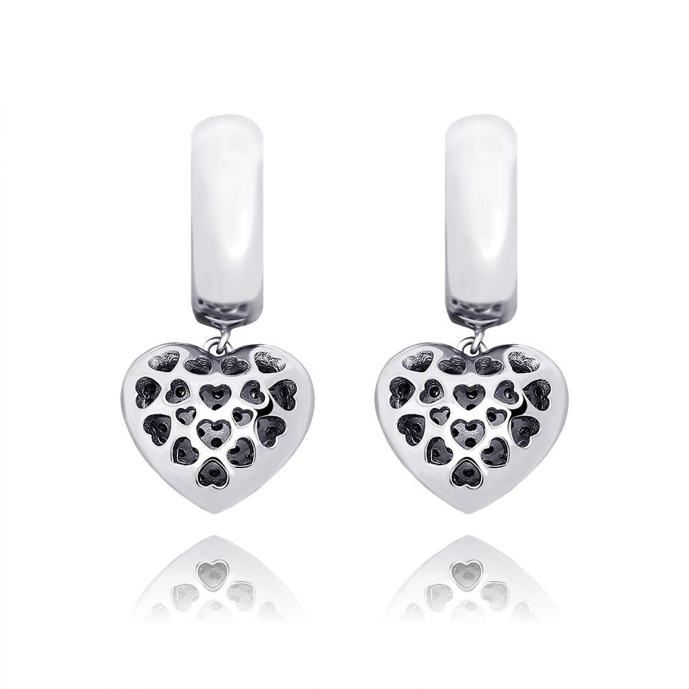 Micro Pave Heart Drop Earrings 14K - ICECI
