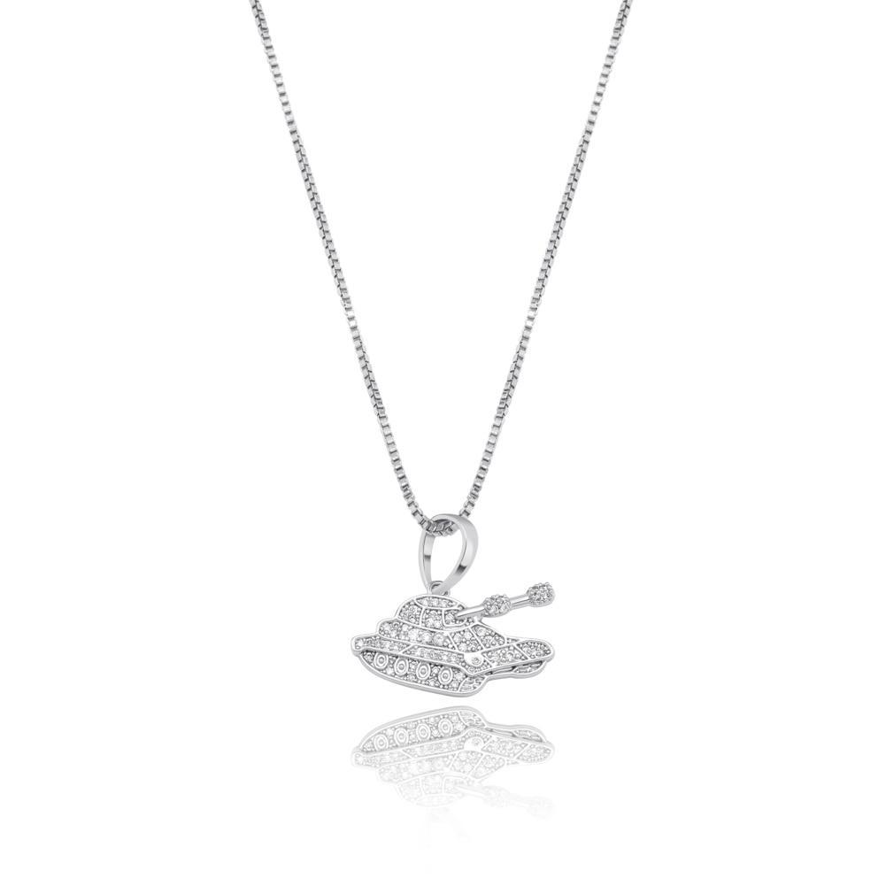 Military Tank Pendant 14k x Sterling Silver - ICECI