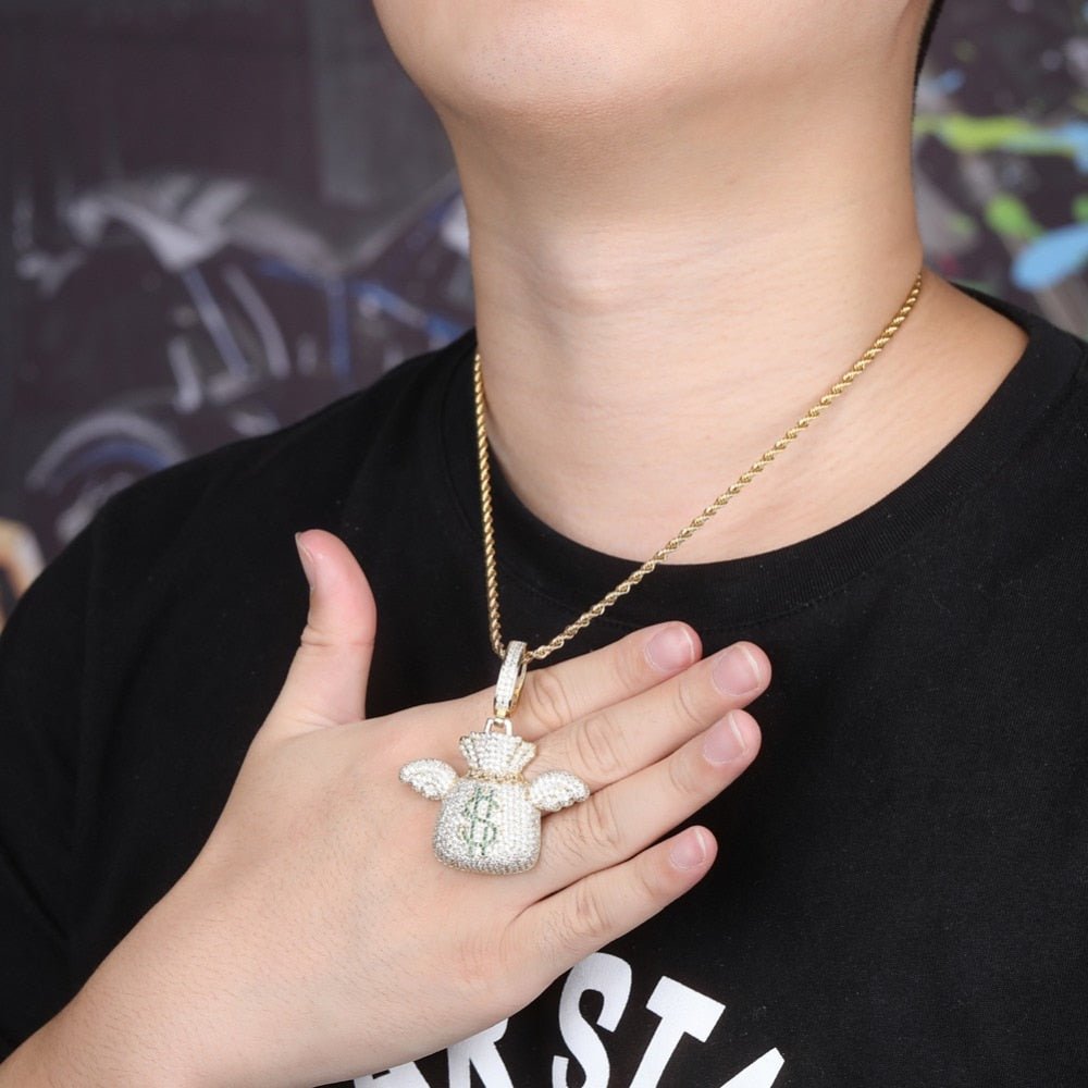 Money Bag Wings Pendant 14K - ICECI