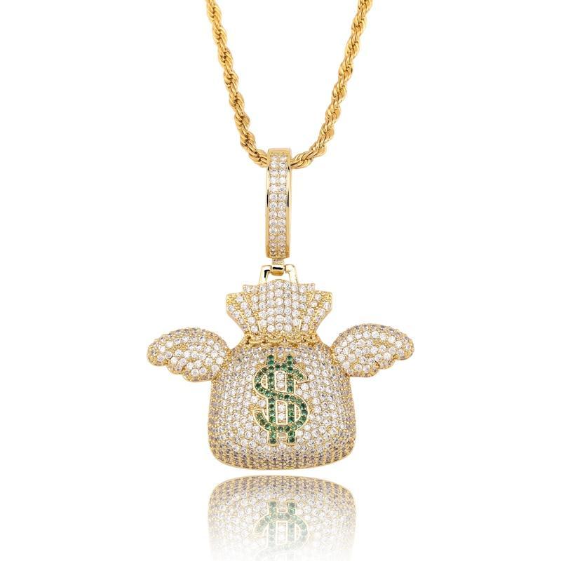 Money Bag Wings Pendant 14K - ICECI