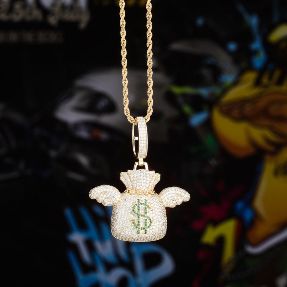 Money Bag Wings Pendant 14K - ICECI