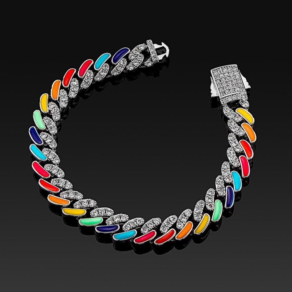 Multicolor Cuban Link Bracelet 14K - ICECI