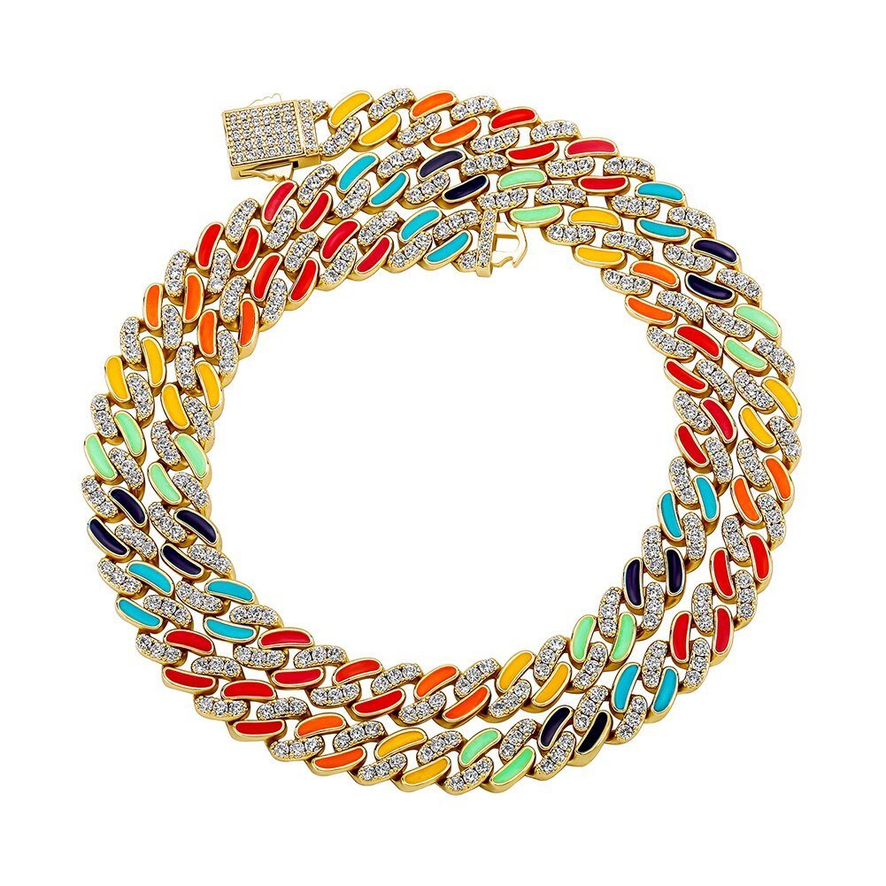 Multicolor Cuban Link Chain 14K - ICECI