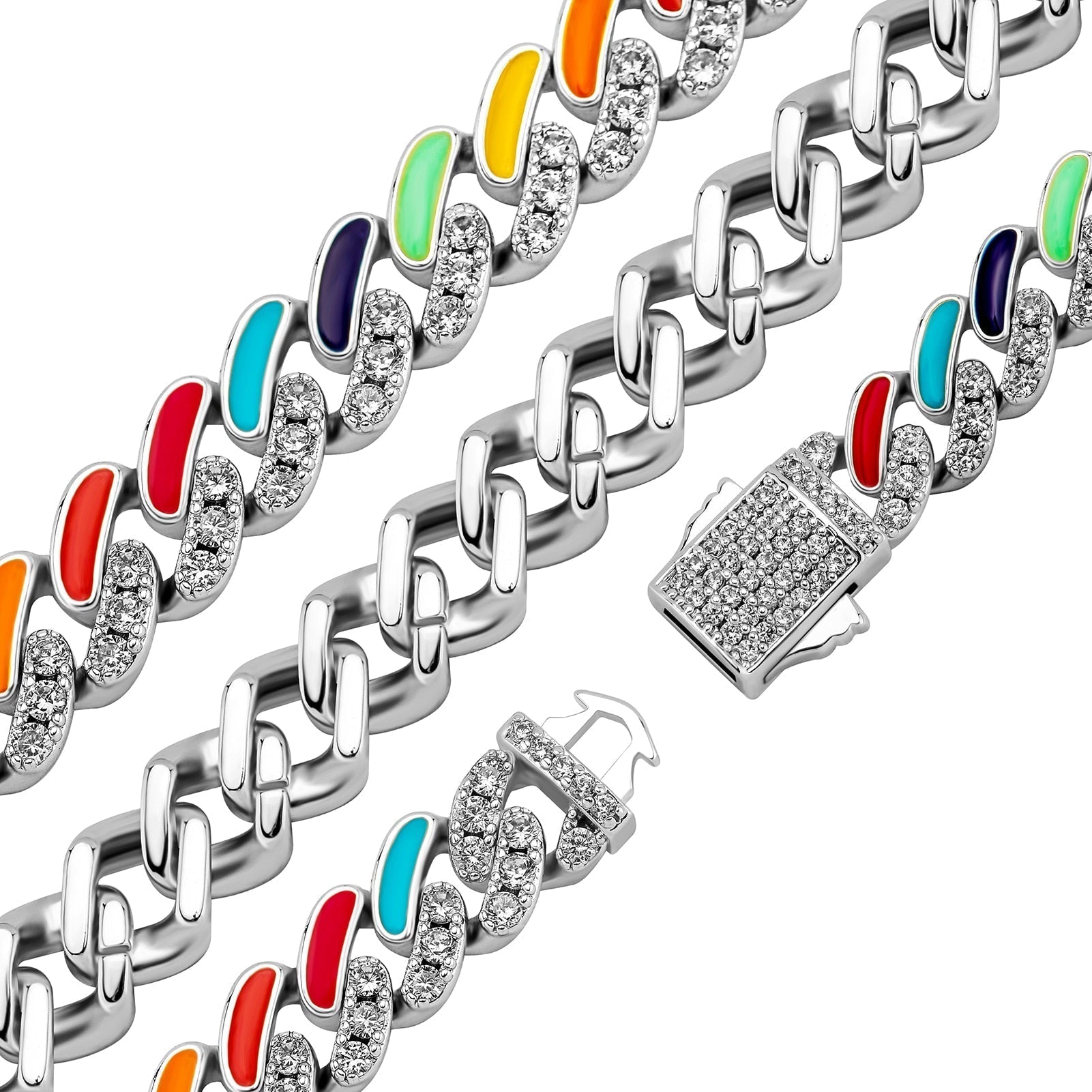 Multicolor Cuban Link Chain 14K - ICECI