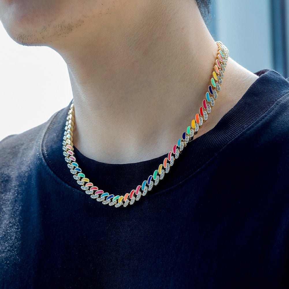 Multicolor Cuban Link Chain 14K - ICECI