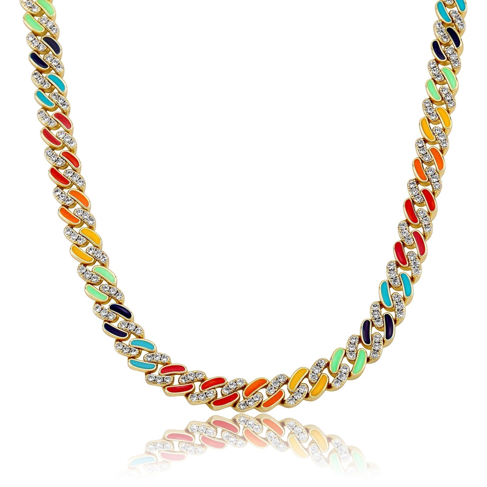 Multicolor Cuban Link Chain 14K - ICECI