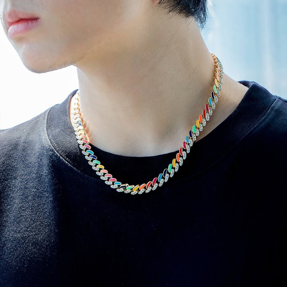 Multicolor Cuban Link Chain 14K - ICECI