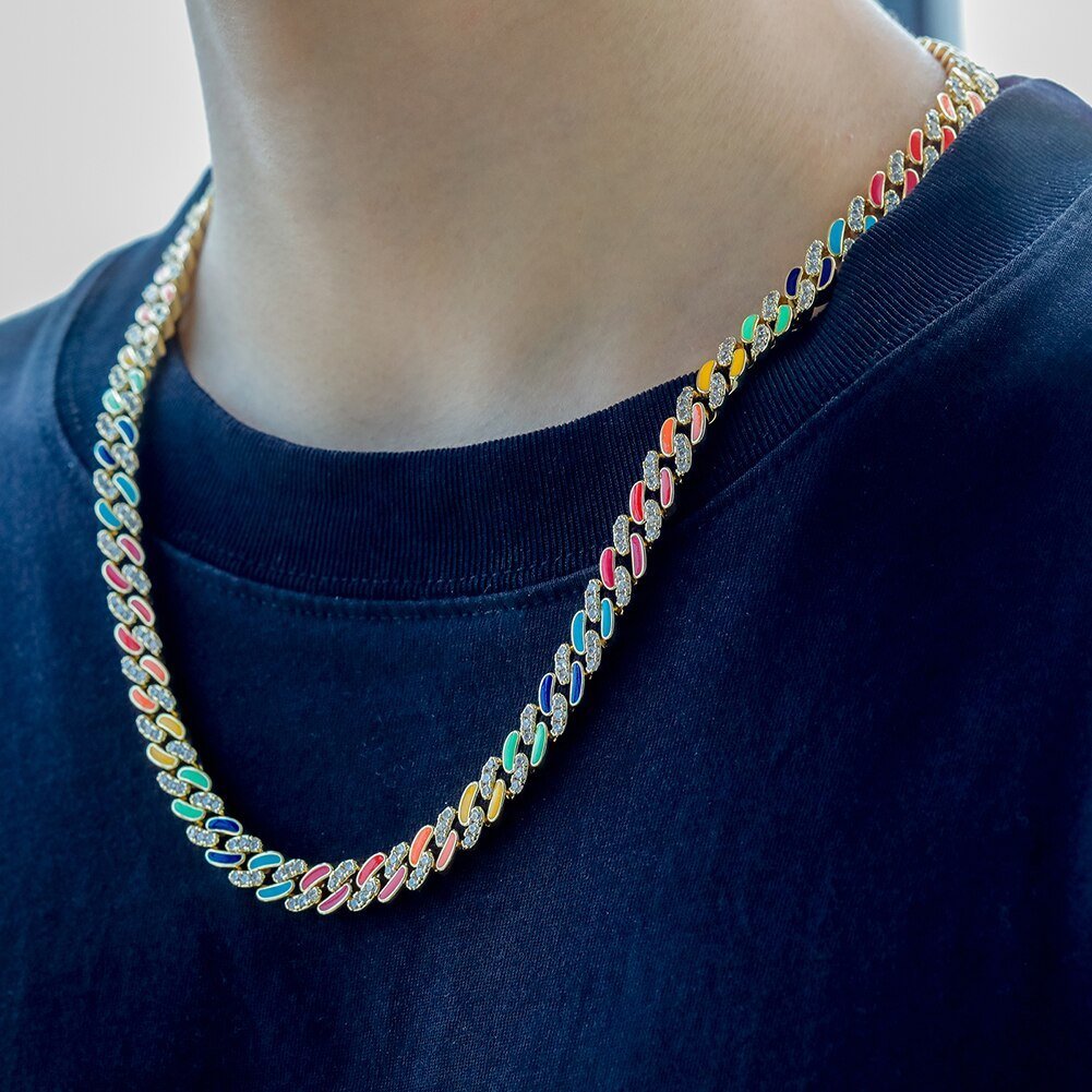 Multicolor Cuban Link Chain 14K - ICECI