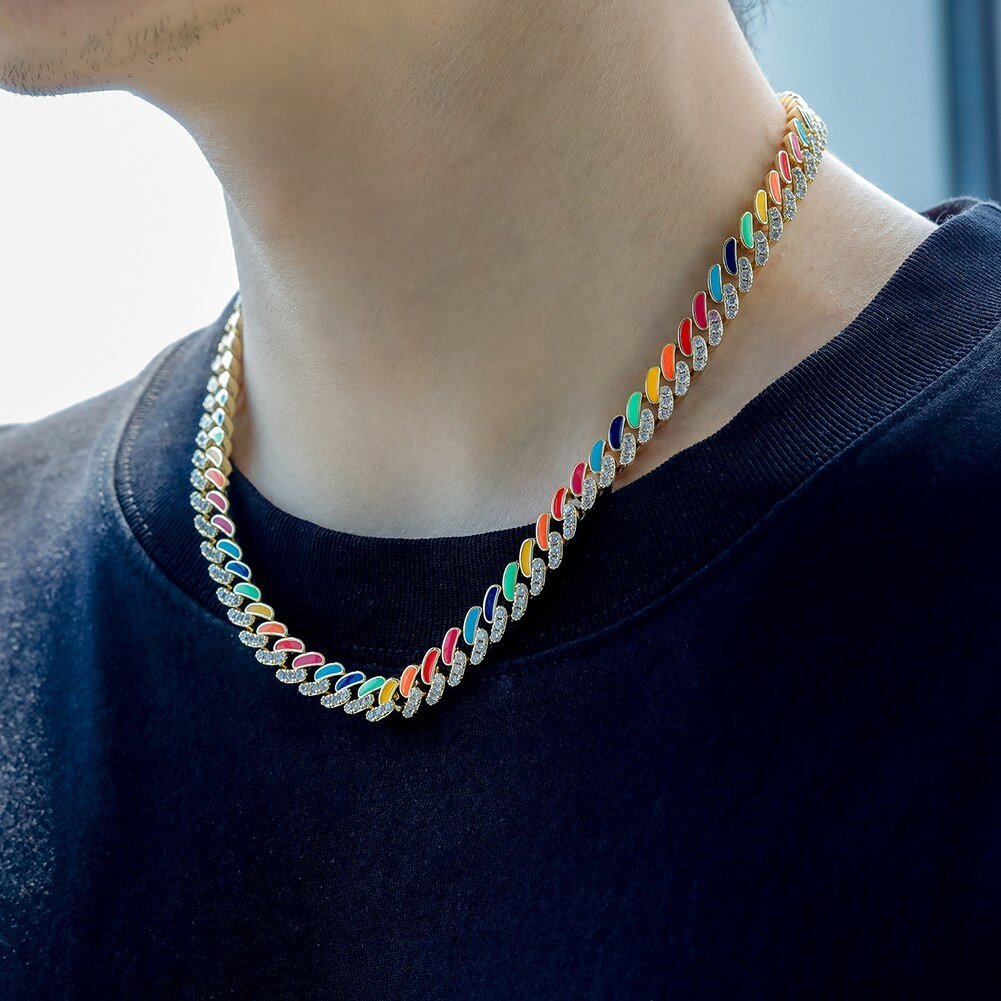 Multicolor Cuban Link Chain 14K - ICECI