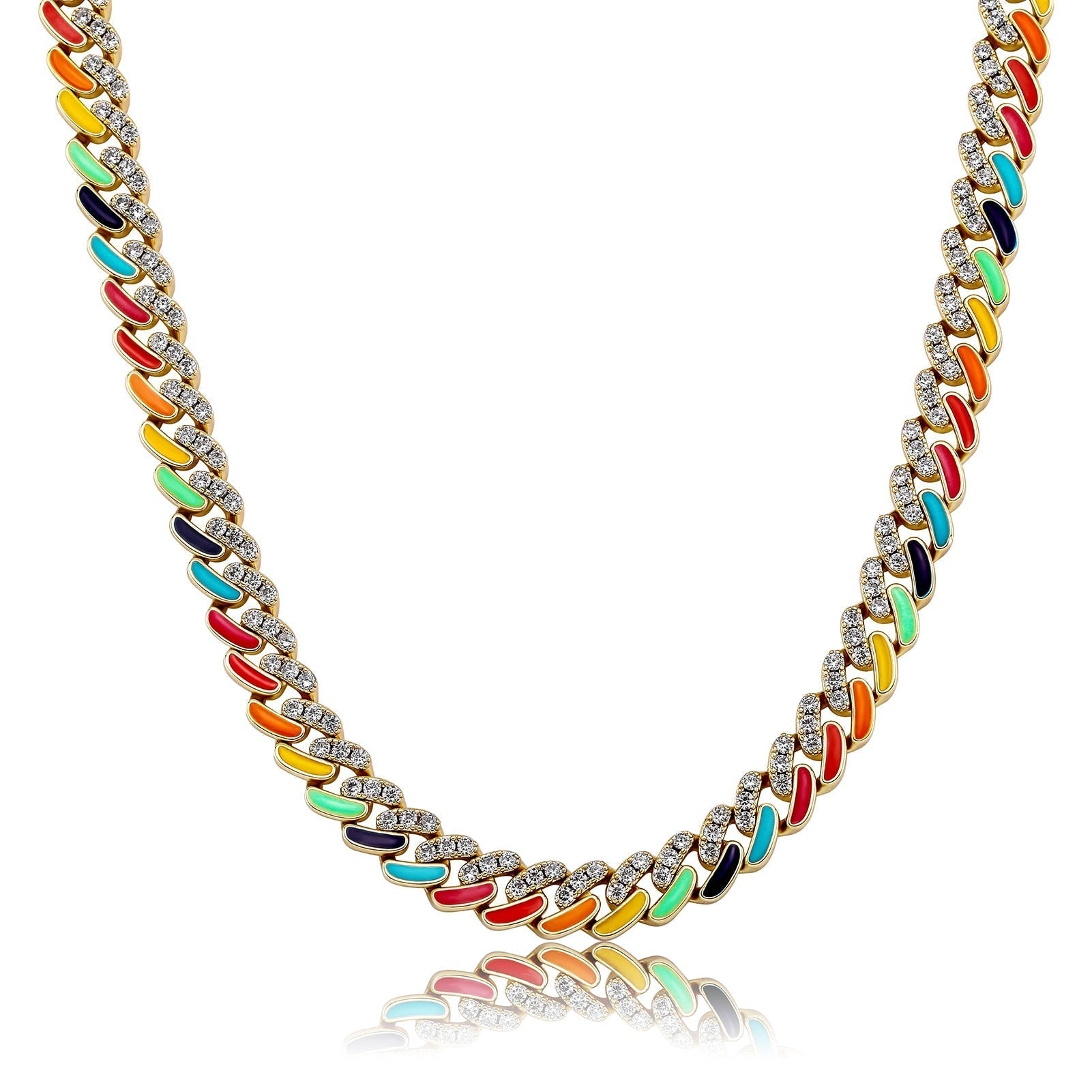 Multicolor Cuban Link Chain 14K - ICECI